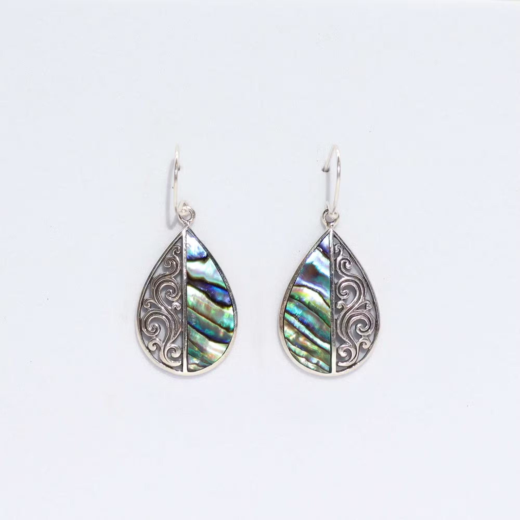 Shell & Silver Earrings - Teardrop- Abalone