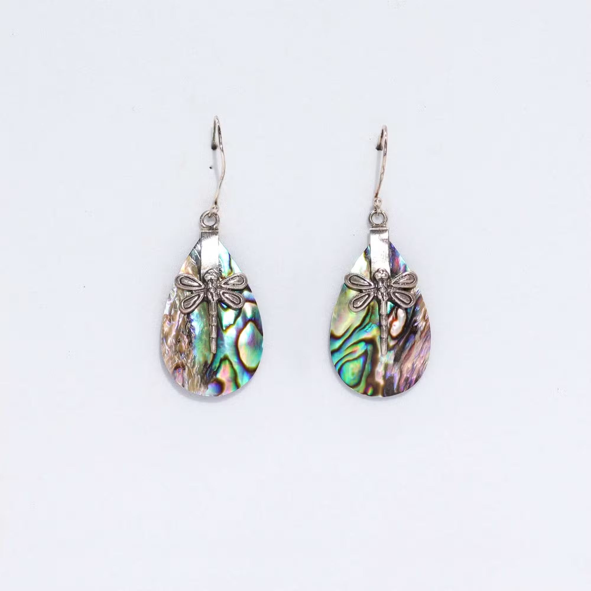 Shell & Silver Earrings - Dragonflies - Abalone